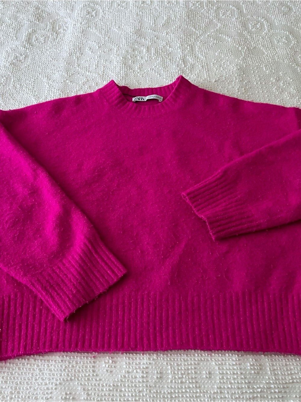 Zara Bright Fuchsia Crewneck Sweater - Women